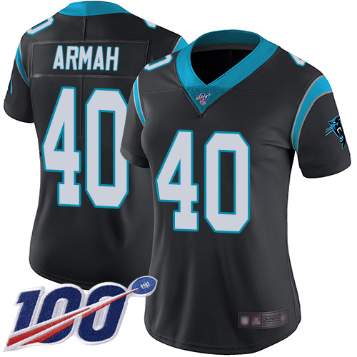 Carolina Panthers Limited Black Women Alex Armah Home Jersey NFL Football #40 100th Season Vapor Untouchable->women nfl jersey->Women Jersey